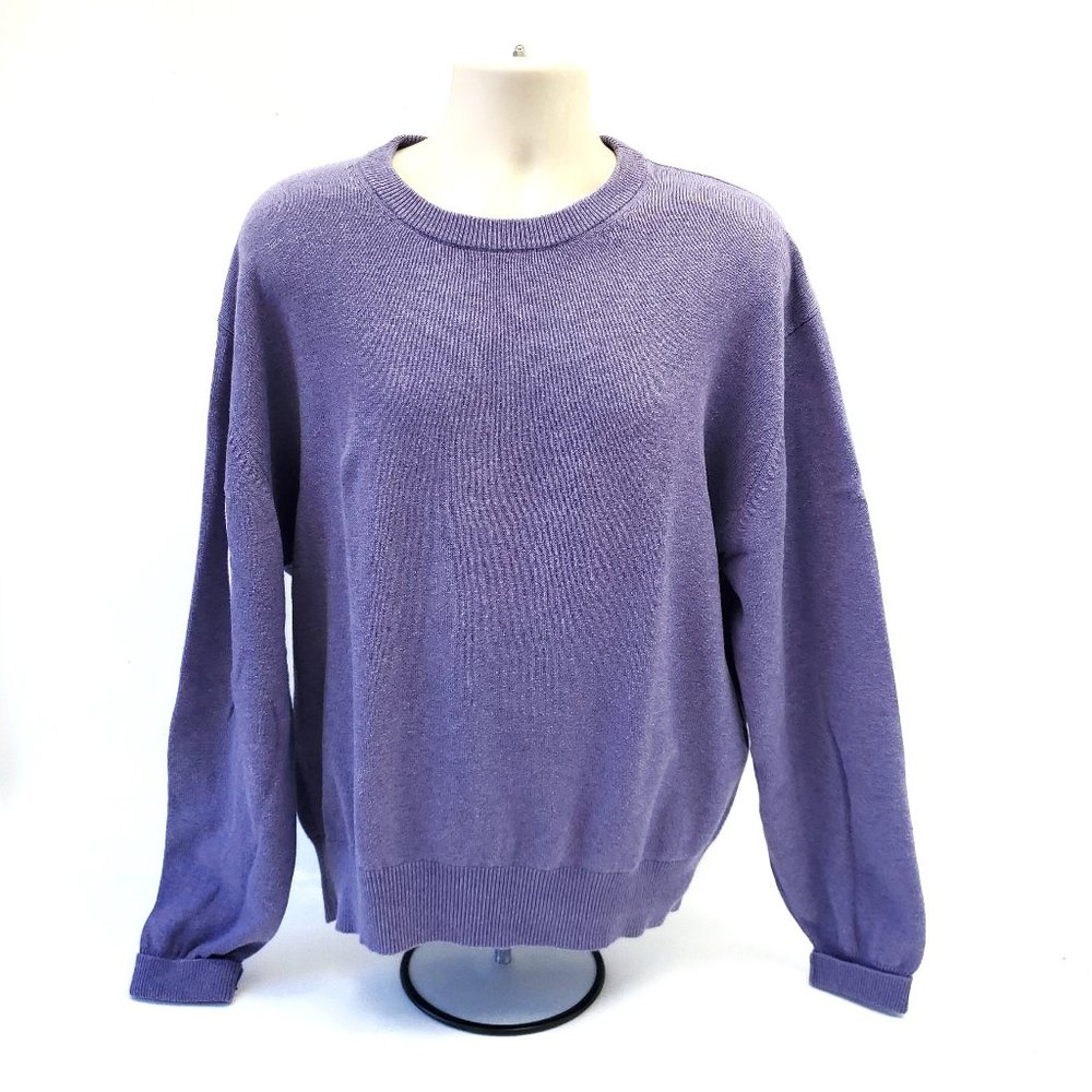 Nordstrom Faconnable 100% COTTON Knit Sweater Crew Neck Lavender Purple Men's XL